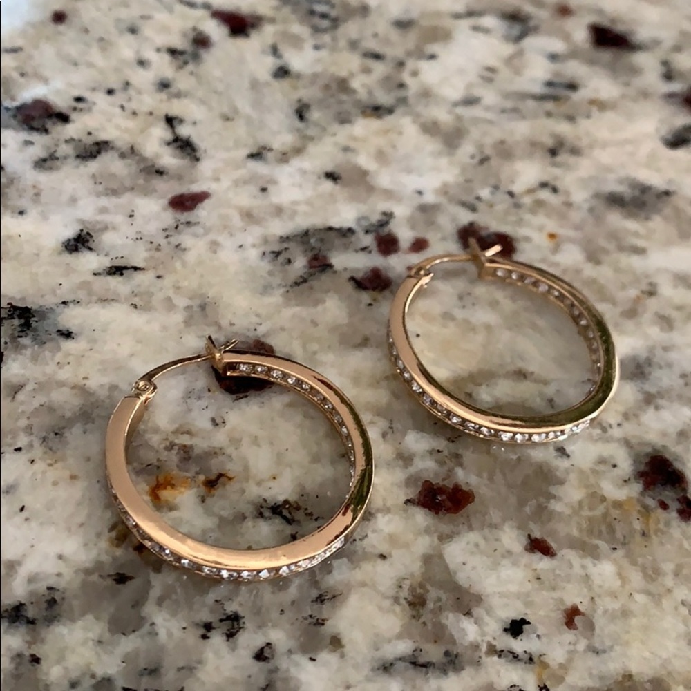 Swarovski Crystal Hoop Earrings Rose Gold - Picture 4 of 5